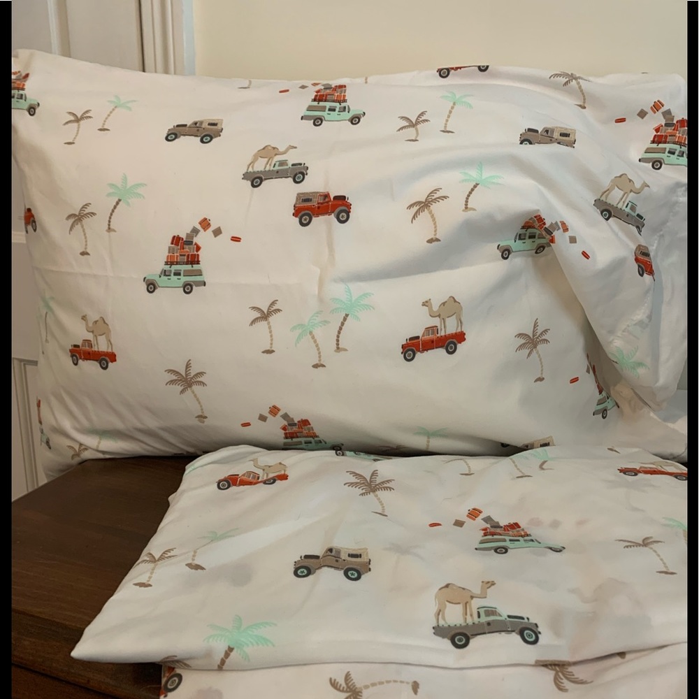Full size sheet set  Jeep dessert palm camel 🐫 print teal and orange